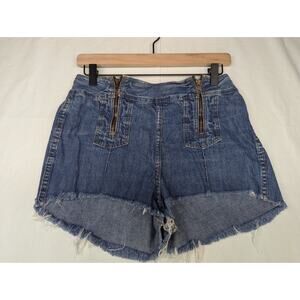 Wrangler Shorts Women's 13/14 Blue Cowgirl Denim Jean Cutoff Zippers Vintage